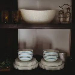 Keurig coffee maker with glass carafe on a wooden counter in a Fairbanks Alaska lodge rental