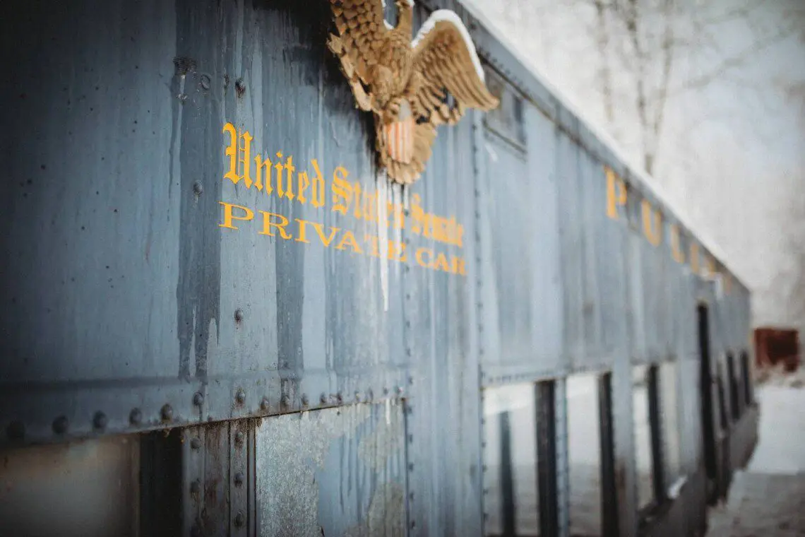 United States Senate private railcar at Alaska adventure lodge in Fairbanks.