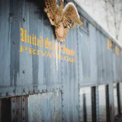 United States Senate private railcar at Alaska adventure lodge in Fairbanks.