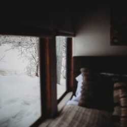 Pillows and bed inside United States Senate railcar lodge in Fairbanks, Alaska.